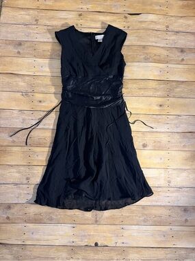 Spiegel Black Midi Dress with Satin Waist Detail